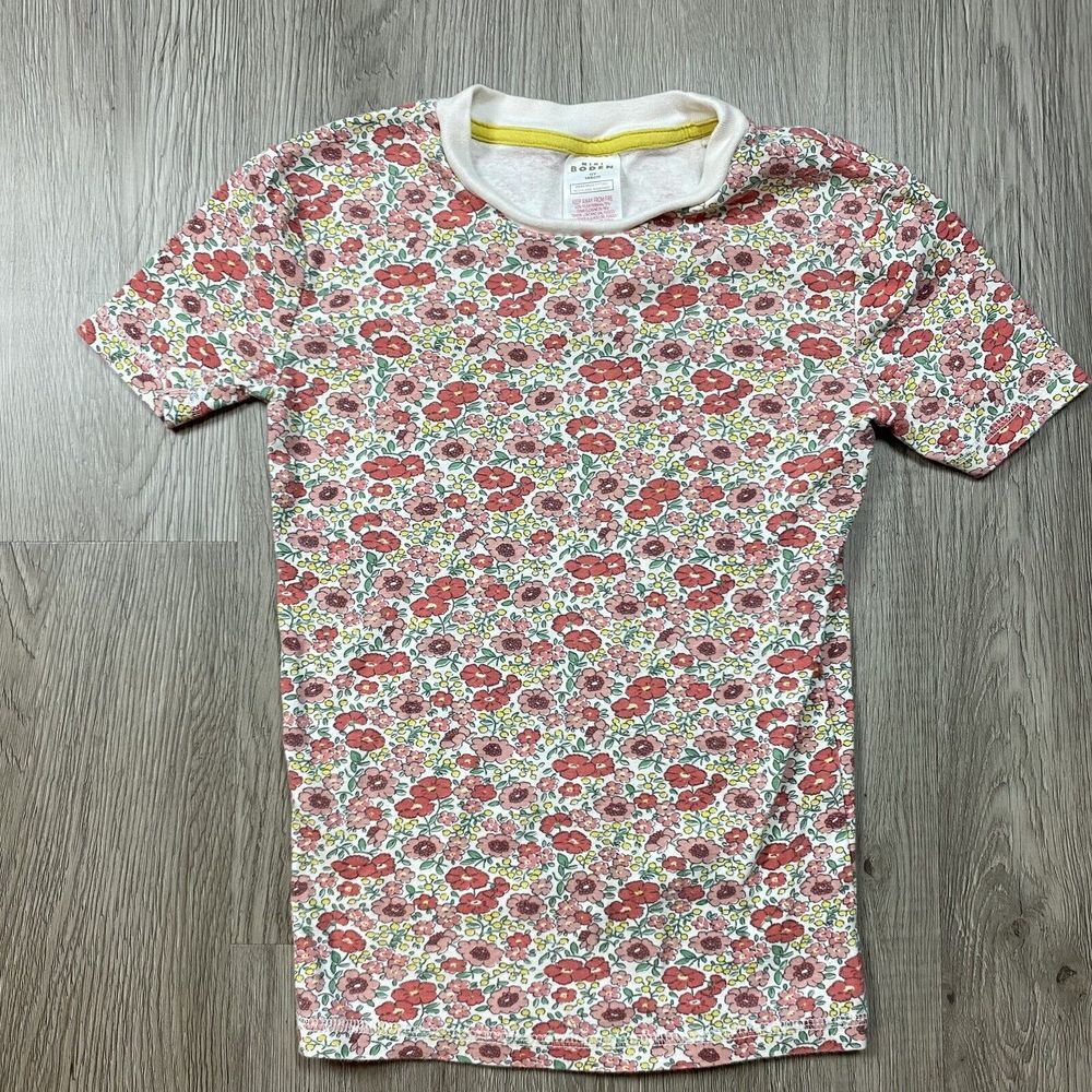 Mini Boden Girls 11Y 146cm T Shirt Short Sleeve Floral Pink White Spring